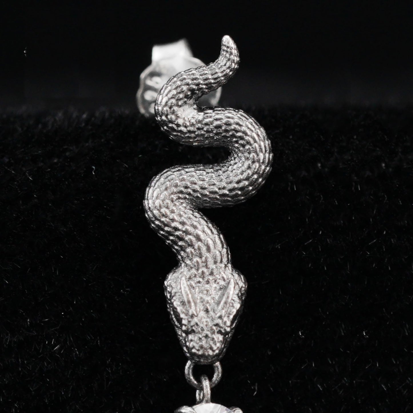 925 Sterling Silver Snake Drop Earrings with Aquamarine | Handcrafted Myth-Inspired Serpent Jewelry for Healing & Protection