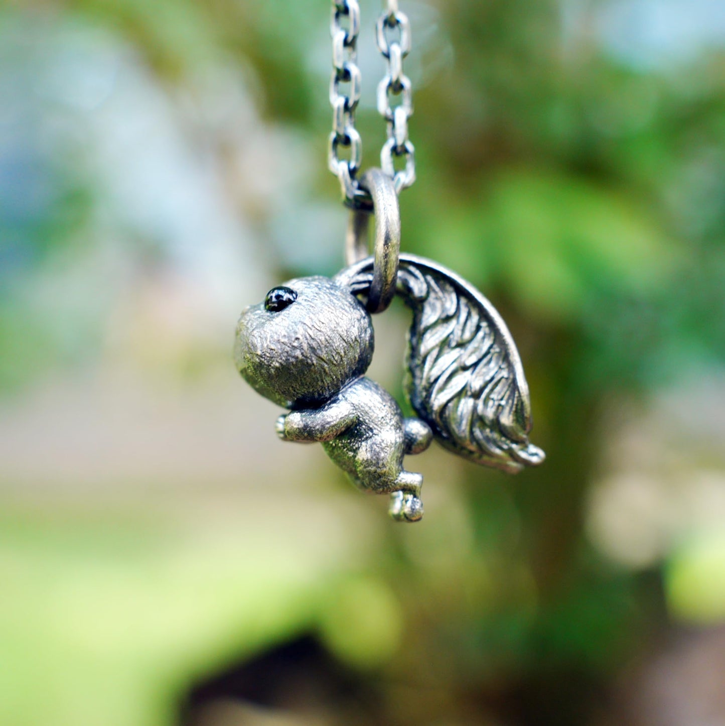 Rabbit Pendant – Leaping Bunny Totem with Onyx Eyes, Handmade Animal Amulet, Symbol of Awakening and New Beginnings