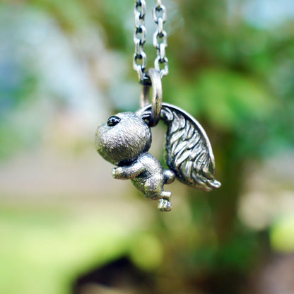 Rabbit Pendant – Leaping Bunny Totem with Onyx Eyes, Handmade Animal Amulet, Symbol of Awakening and New Beginnings