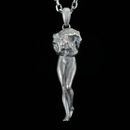 925 Sterling Silver Feminine Form Pendant | Handcrafted Stone Texture Totem Necklace | Symbol of Awakening & Transformation