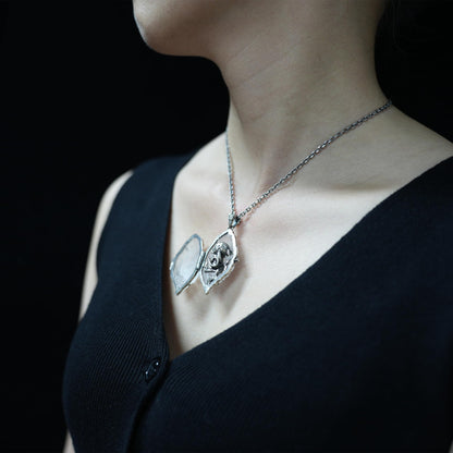 Openable Crystal Peach Pendant | Monkey Spirit Amulet | 925 Silver Jewelry | Handmade Fantasy Talisman | Spiritual Gift for Her