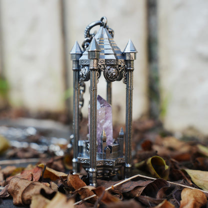 Architectural Amethyst Pendant | 925 Sterling Silver Gothic Necklace | Natural Crystal Jewelry | Symbol of Clarity & Focus | Gift for Her