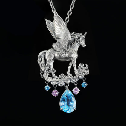 Hand-Carved Pegasus Unicorn Necklace | Symbol of Freedom, Purity & Blessing | Spiritual Gift for Magic Zodiac Believers