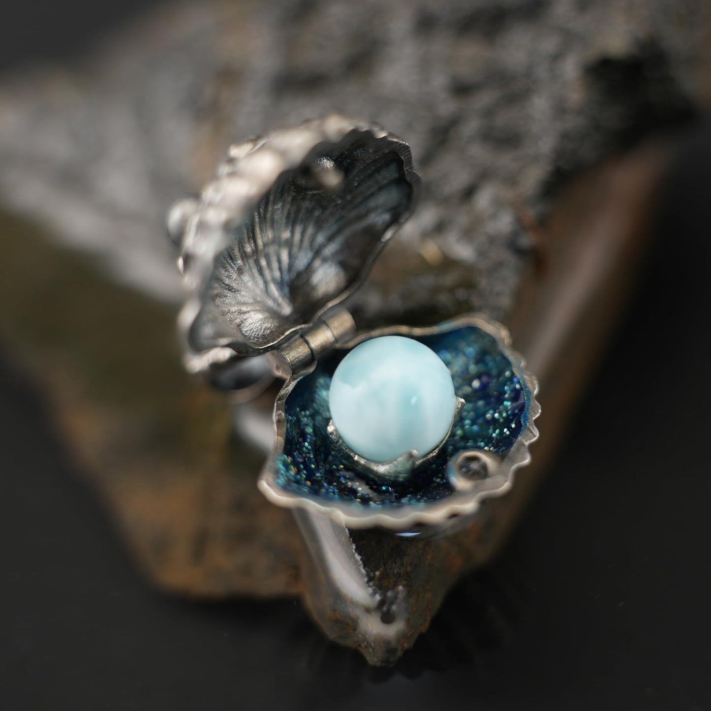 Handcrafted Shell Pendant | 925 Silver with Labradorite & Larimar | Spiritual Ocean Jewelry