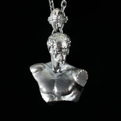 Heroic Courage Pendant, Silver Necklace, Handcrafted Mythological Design, Strength & Resilience Symbol