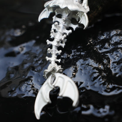 925 Sterling Silver Mermaid Skeleton Pendant with Labradorite | Handcrafted Ocean Amulet Necklace | Gothic Fantasy Jewelry Gift