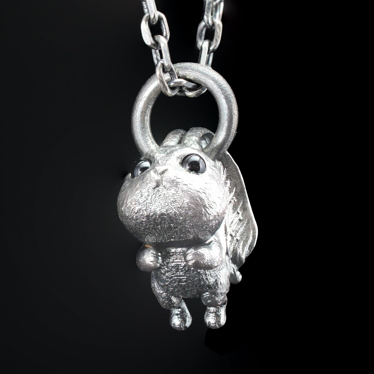 Rabbit Pendant – Leaping Bunny Totem with Onyx Eyes, Handmade Animal Amulet, Symbol of Awakening and New Beginnings