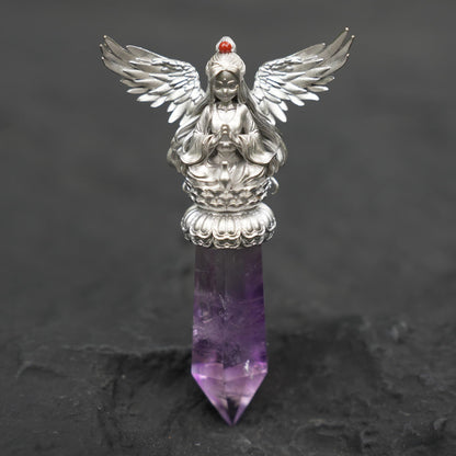 Oriental Amethyst Pendant | 925 Sterling Silver Spiritual Necklace | Handmade Meditation Jewelry | Energy Amulet Gift for Spiritual Souls