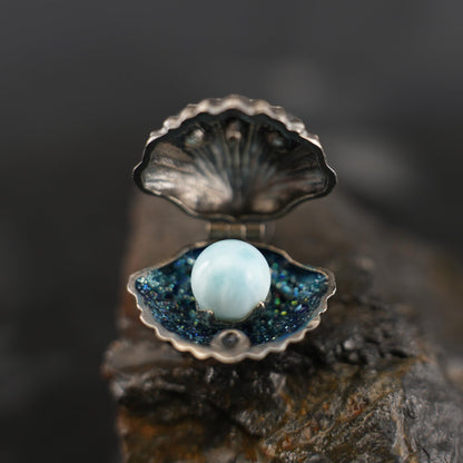Handcrafted Shell Pendant | 925 Silver with Labradorite & Larimar | Spiritual Ocean Jewelry