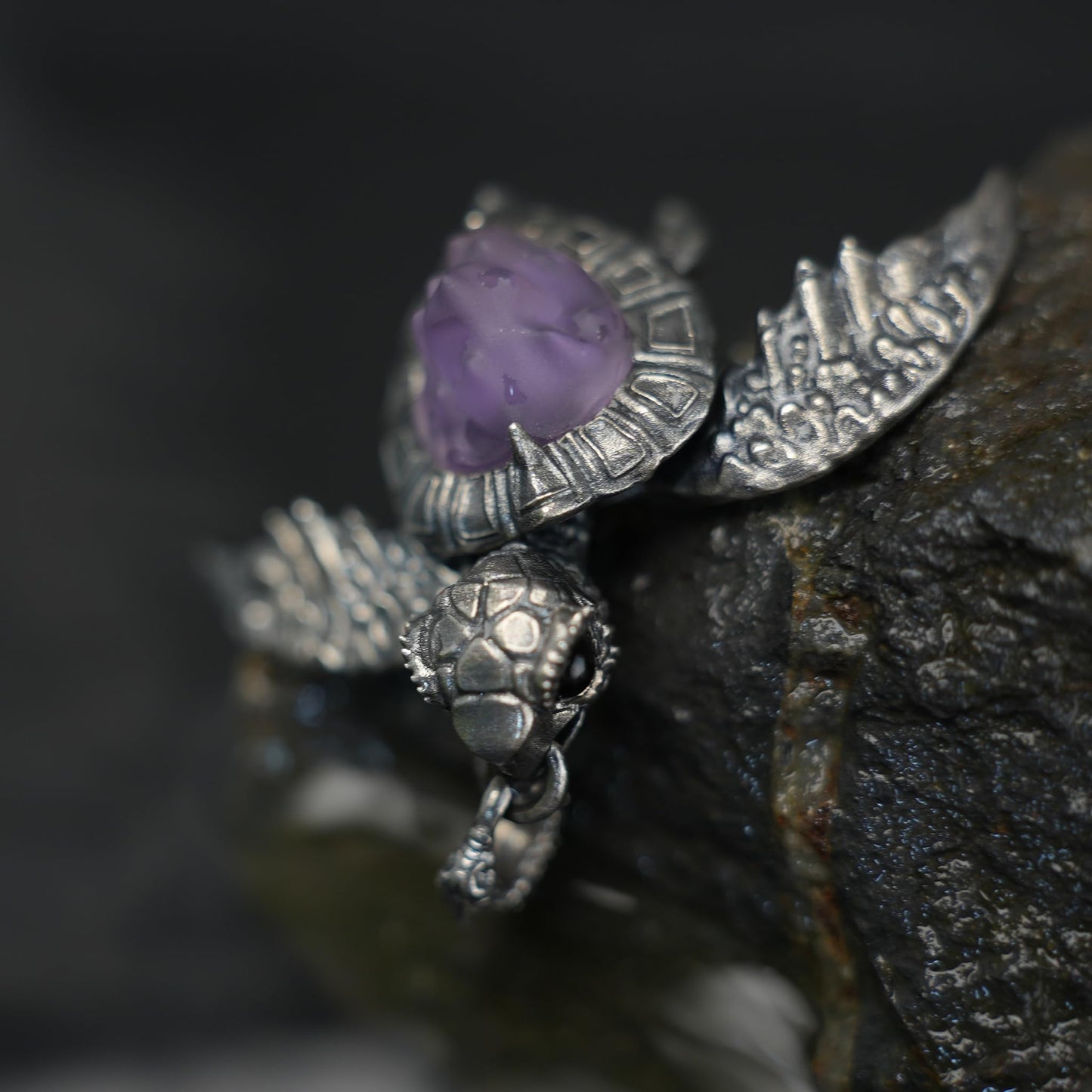 Sea Turtle Pendant | Handmade Ocean Spirit Necklace with Amethyst & Agate | Symbol of Protection, Wisdom & Calm | Gift for Divers & Ocean Lovers