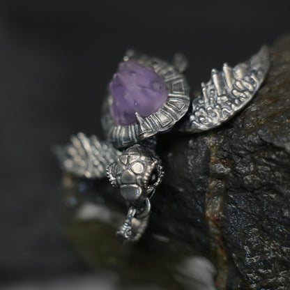 Sea Turtle Pendant | Handmade Ocean Spirit Necklace with Amethyst & Agate | Symbol of Protection, Wisdom & Calm | Gift for Divers & Ocean Lovers