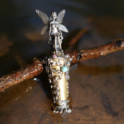 Forest & Fairy Dream Bottle Pendant | 925 Sterling Silver Magic Vial Necklace | Handmade Spiritual Nature Amulet Gift for Women & Fantasy Lovers
