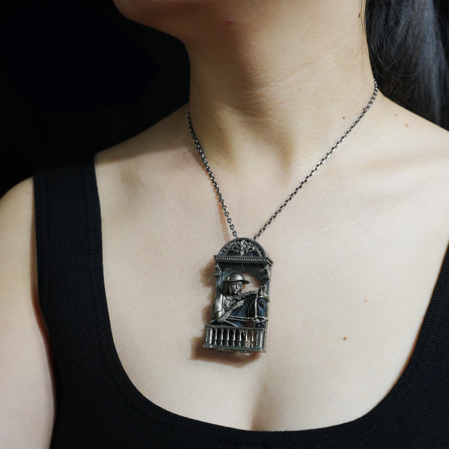 Silent Farewell Pendant | Handmade 925 Silver & Black Jade Horse Necklace | Emotional Keepsake Jewelry for Animal Lovers & Soulful Spirits