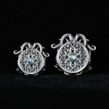 Sleeping Eye Medusa Pendant | 925 Silver Goddess Amulet with Quartz & Emerald | Symbol of Inner Wisdom, Stillness & Spiritual Awakening