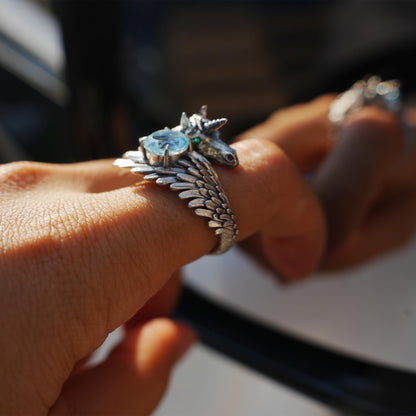 Hand-Carved Mystical Creature Ring | Magical Guardian of Inner Light | Dream Totem Fantasy Jewelry | Symbol of Imagination and Spirit