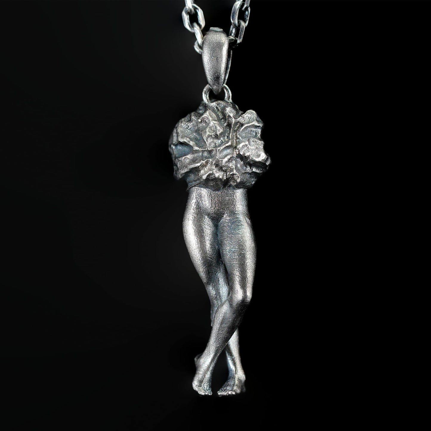 925 Sterling Silver Feminine Form Pendant | Handcrafted Stone Texture Totem Necklace | Symbol of Awakening & Transformation