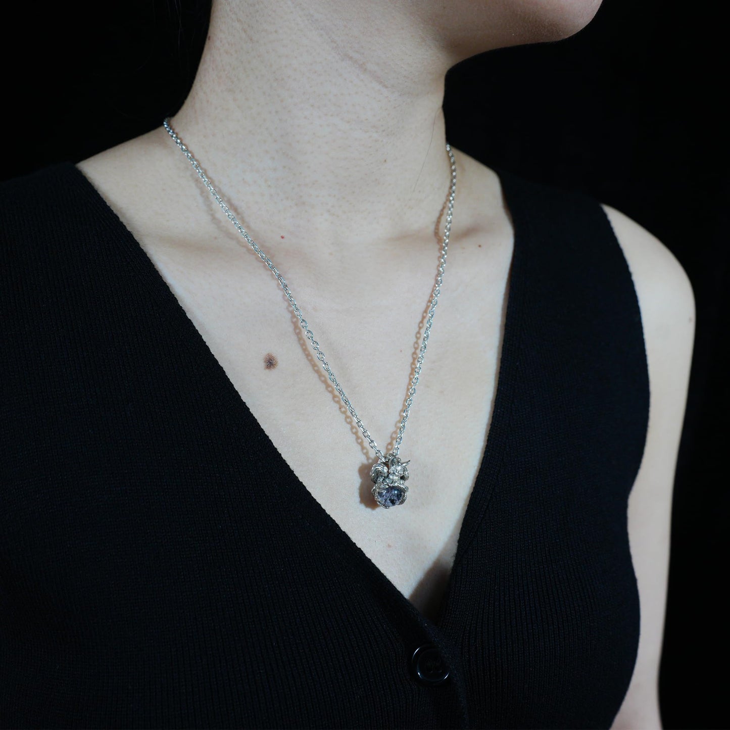 Fox Pendant with Phantom Quartz | Handcrafted Forest Spirit Amulet | Fantasy Totem Necklace for Intuition & Protection