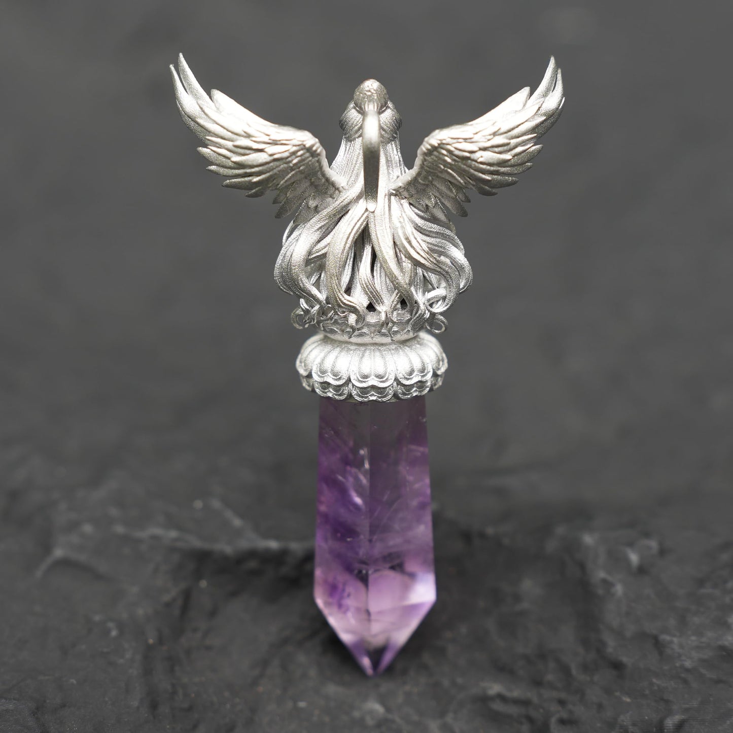 Oriental Amethyst Pendant | 925 Sterling Silver Spiritual Necklace | Handmade Meditation Jewelry | Energy Amulet Gift for Spiritual Souls