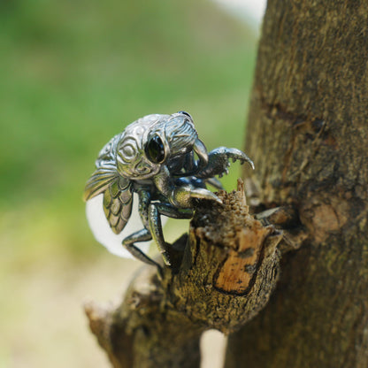 Cicada Necklace | 925 Sterling Silver & Crystal Pendant | Handmade Insect Jewelry Symbolizing Rebirth & Clarity | Nature-Inspired Gift