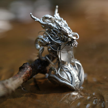Eastern Dragon God Pendant | Handmade 925 Silver Fantasy Jewelry | Mythical Protector Amulet | Cultural Gift for Collectors & Enthusiasts