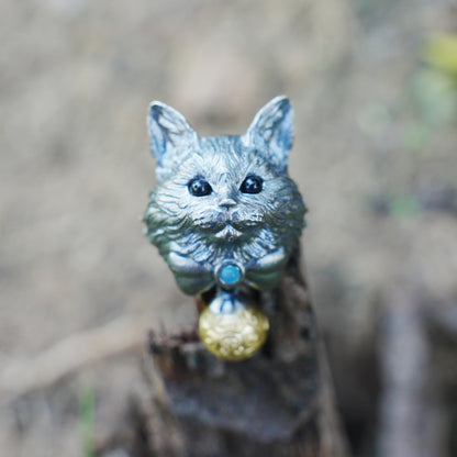 925 Silver Mystic Cat Pendant with Bell | Handmade Spirit Animal Necklace | Emotional Protection Amulet Jewelry Gift