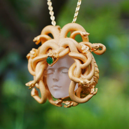 Medusa’s Sleeping Eye, Spiritual Pendant of the Resting Goddess, Third Eye as a Symbol of Insight and Inner Guidance