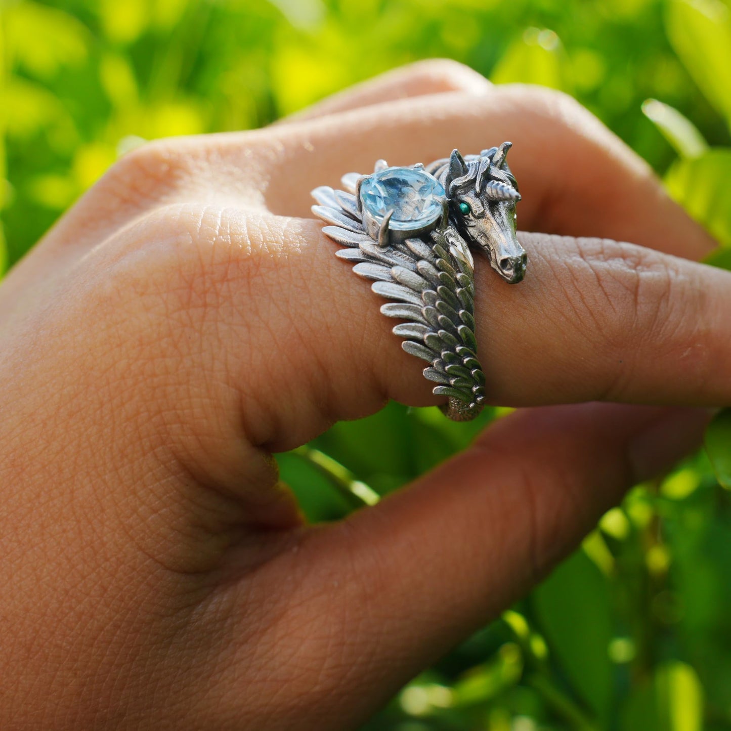 Hand-Carved Mystical Creature Ring | Magical Guardian of Inner Light | Dream Totem Fantasy Jewelry | Symbol of Imagination and Spirit