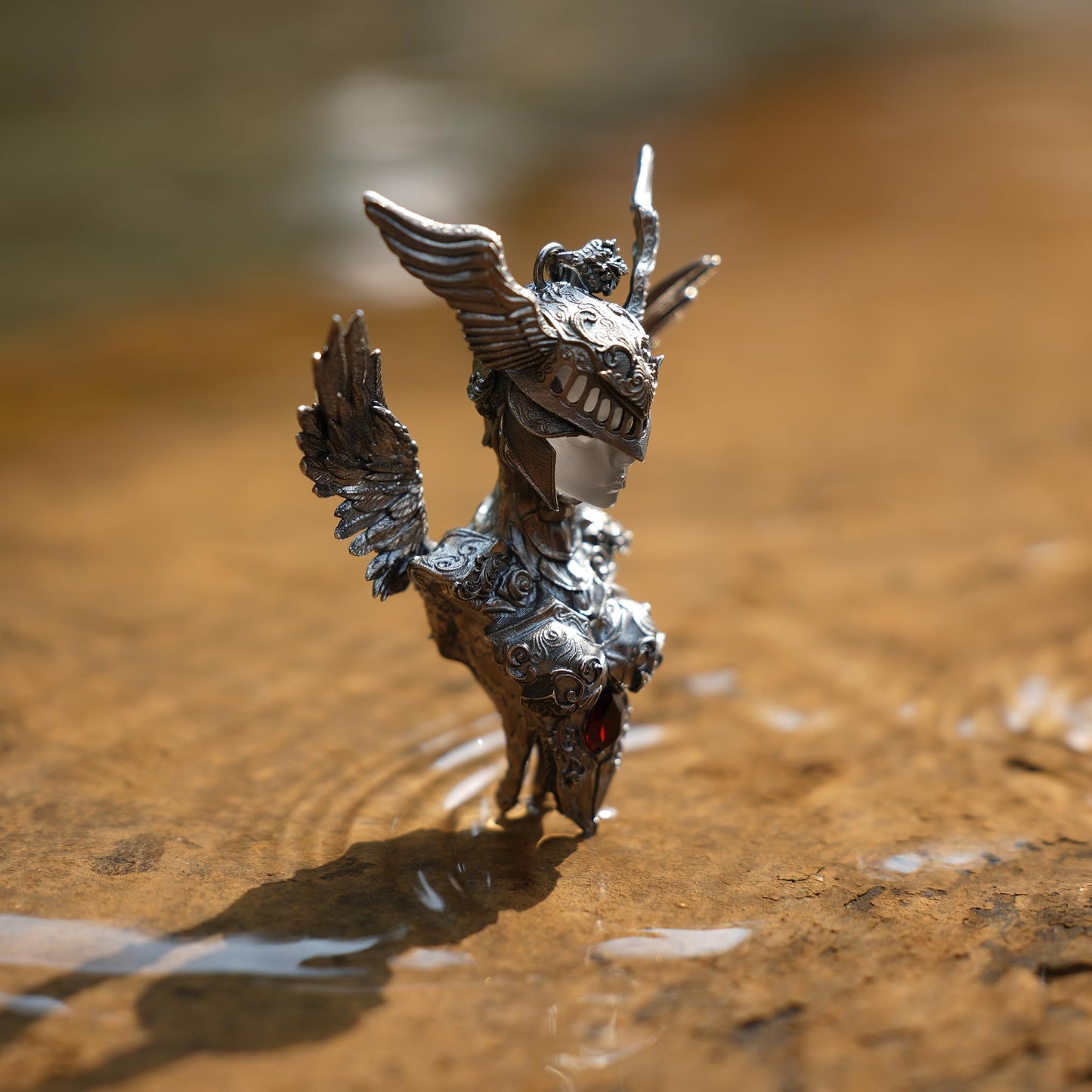 Valkyrie Pendant | 925 Sterling Silver & Garnet | Norse Mythology Amulet | Handmade Viking Necklace