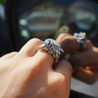 Hand-Carved Mystical Creature Ring | Magical Guardian of Inner Light | Dream Totem Fantasy Jewelry | Symbol of Imagination and Spirit