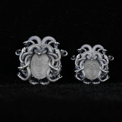 Medusa Pendant in 925 Silver | Handmade White Crystal Necklace | Mythical Statement Jewelry for Gothic & Art Lovers