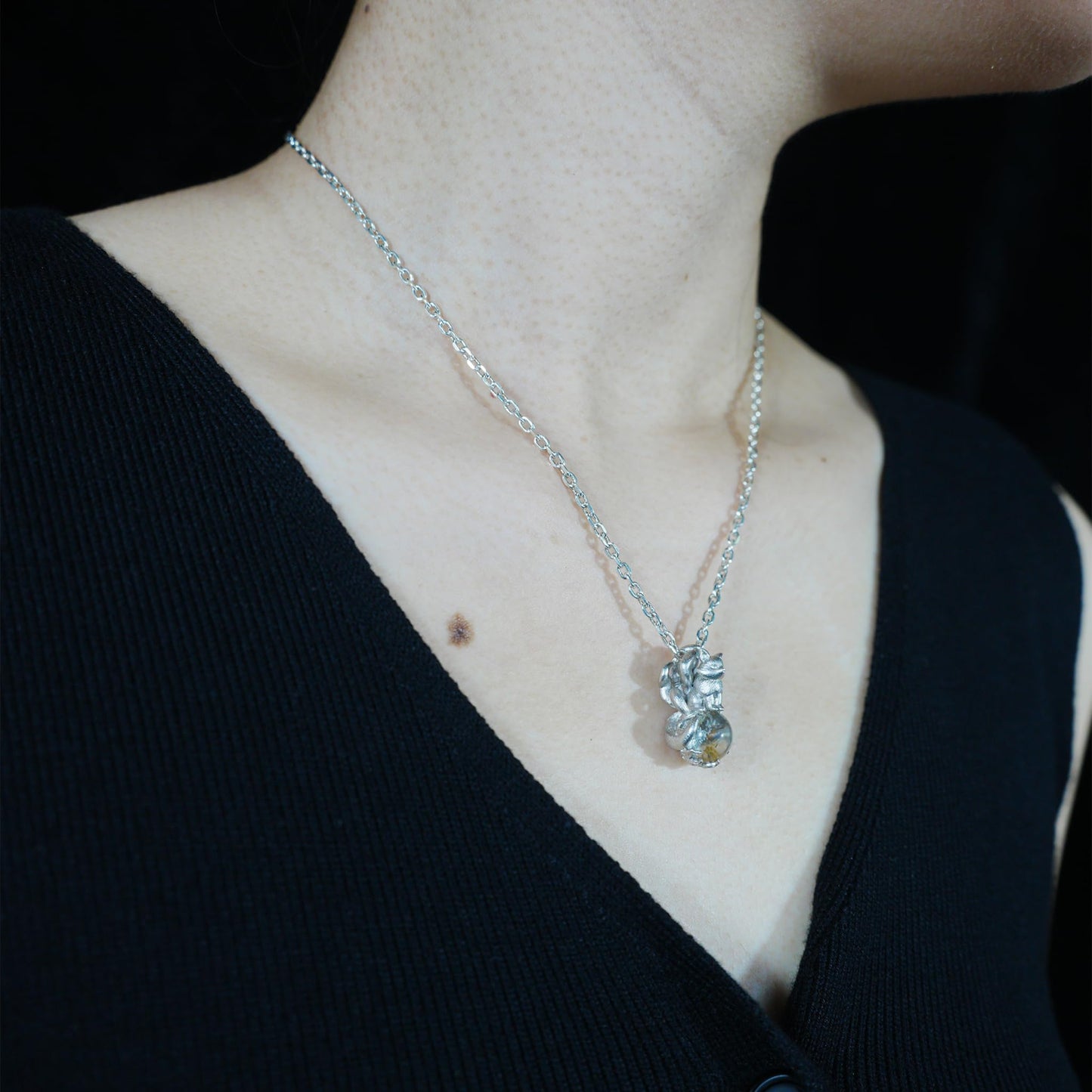 925 Sterling Silver Nine-Tailed Fox Pendant with Phantom Quartz | Handmade Spirit Amulet Necklace | Mythical Fantasy Jewelry Gift