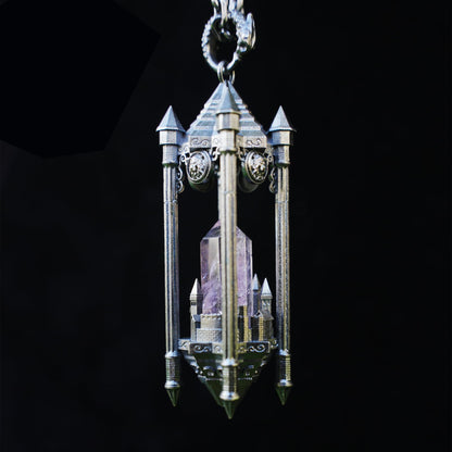 Architectural Amethyst Pendant | 925 Sterling Silver Gothic Necklace | Natural Crystal Jewelry | Symbol of Clarity & Focus | Gift for Her