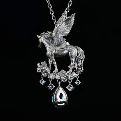 Hand-Carved Pegasus Unicorn Necklace | Symbol of Freedom, Purity & Blessing | Spiritual Gift for Magic Zodiac Believers