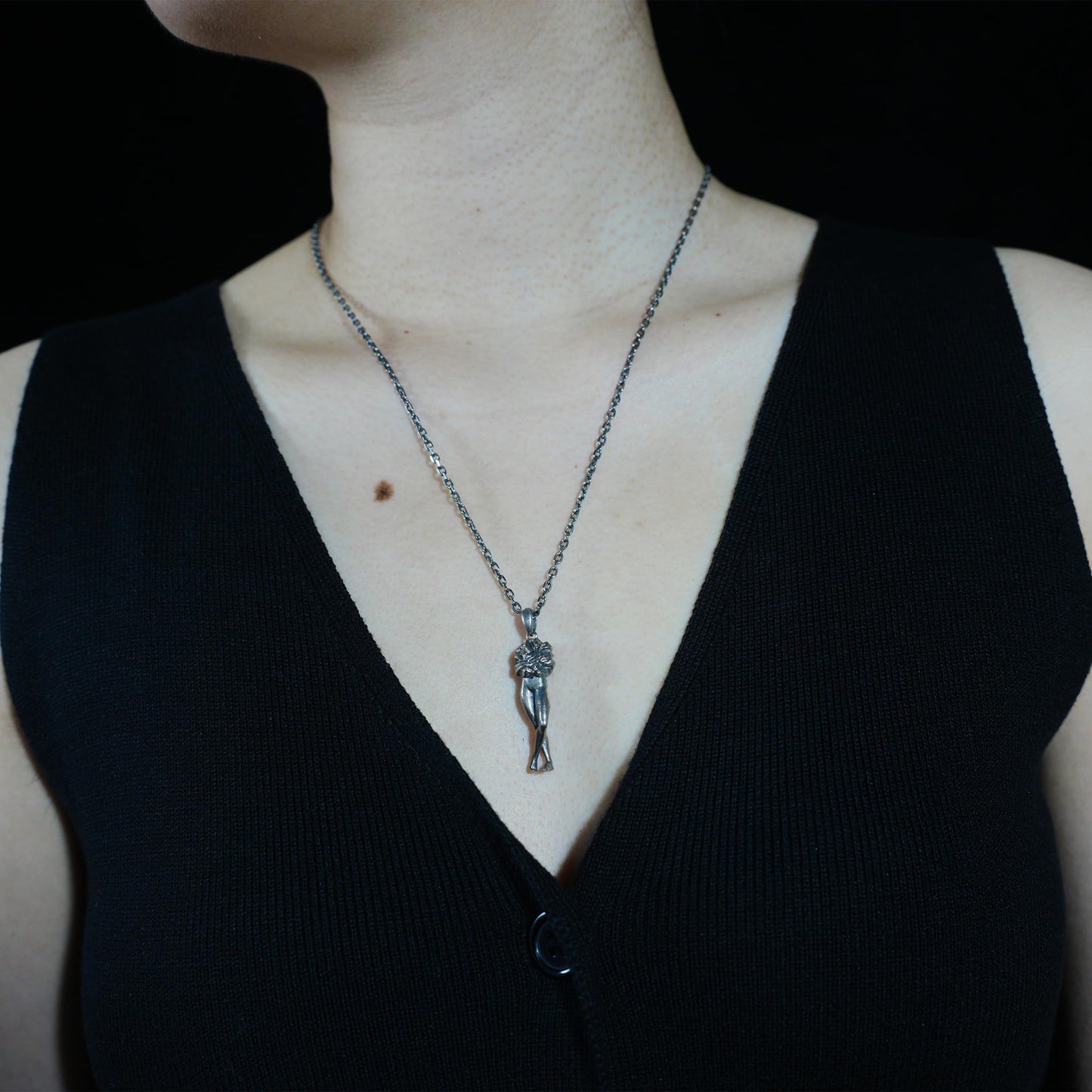 925 Sterling Silver Feminine Form Pendant | Handcrafted Stone Texture Totem Necklace | Symbol of Awakening & Transformation