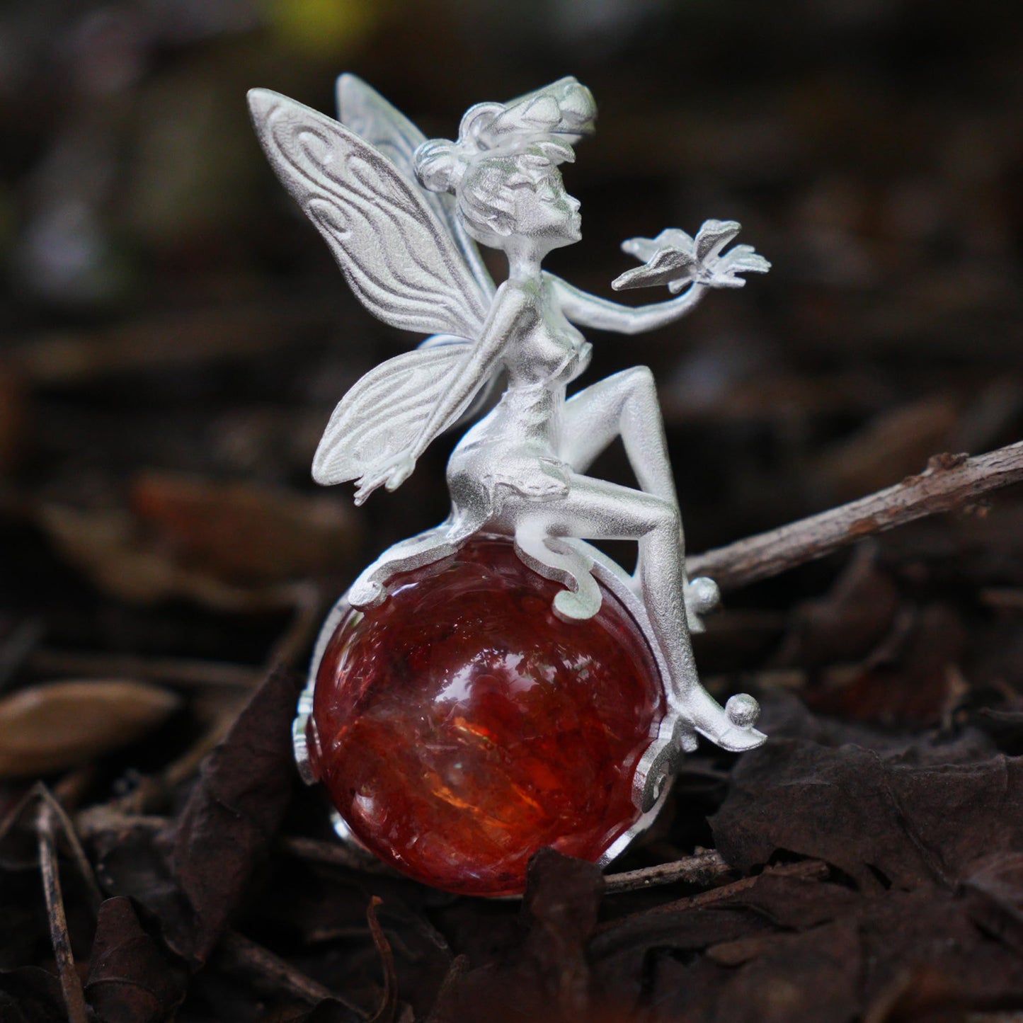 Fairy Pendant Necklace in 925 Sterling Silver with Moss Quartz | Handmade Fantasy Jewelry with Nature Spirit Elf Design | Mystical Keepsake Gift for Adults