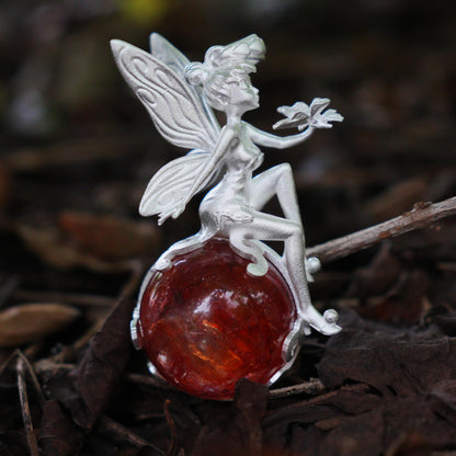 Fairy Pendant Necklace in 925 Sterling Silver with Moss Quartz | Handmade Fantasy Jewelry with Nature Spirit Elf Design | Mystical Keepsake Gift for Adults