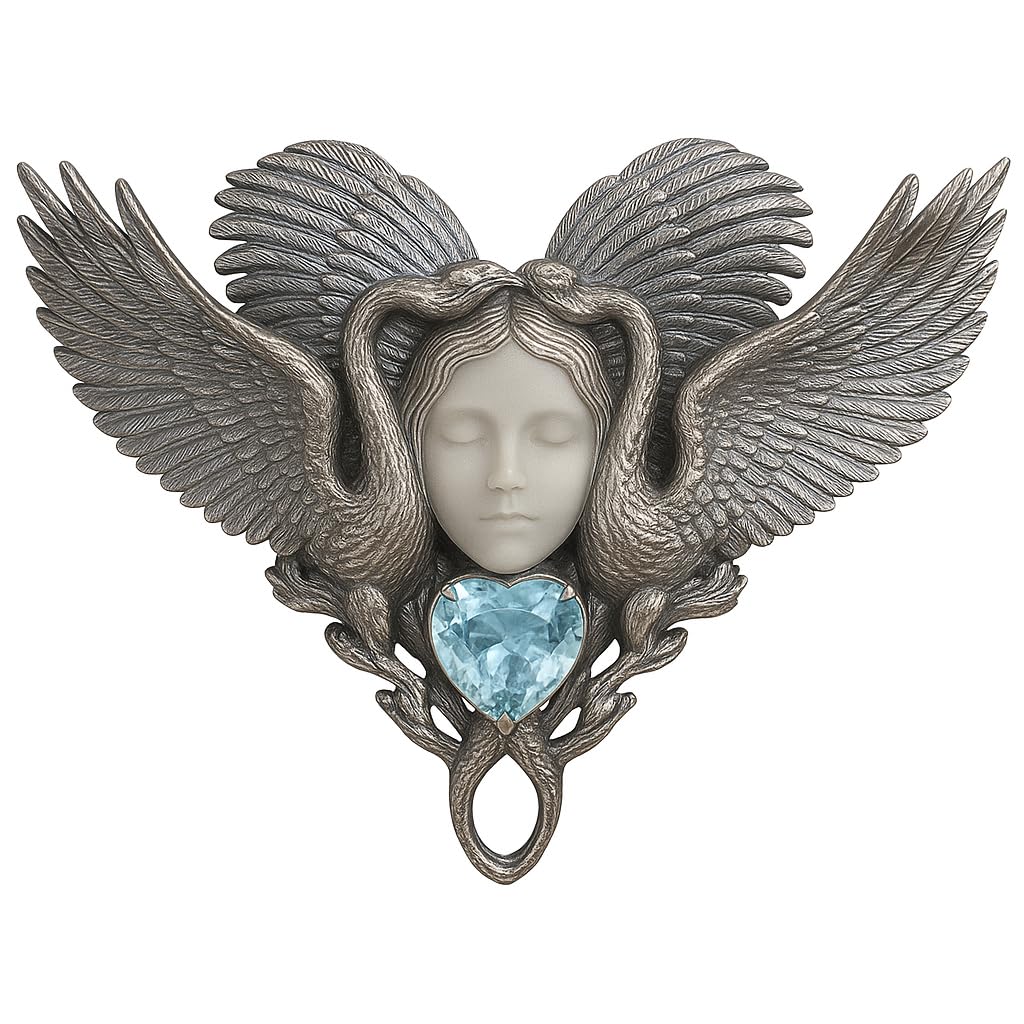 Forest Goddess Pendant | 925 Sterling Silver Handmade Jewelry | White Crystal & Sky Blue Topaz Amulet | Symbol of Purity & Protection