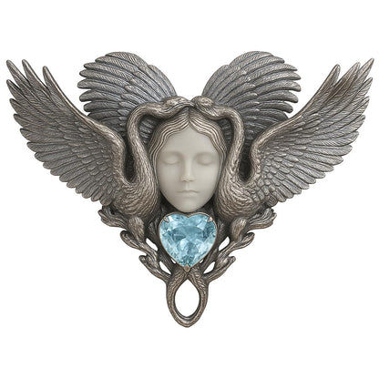 Forest Goddess Pendant | 925 Sterling Silver Handmade Jewelry | White Crystal & Sky Blue Topaz Amulet | Symbol of Purity & Protection