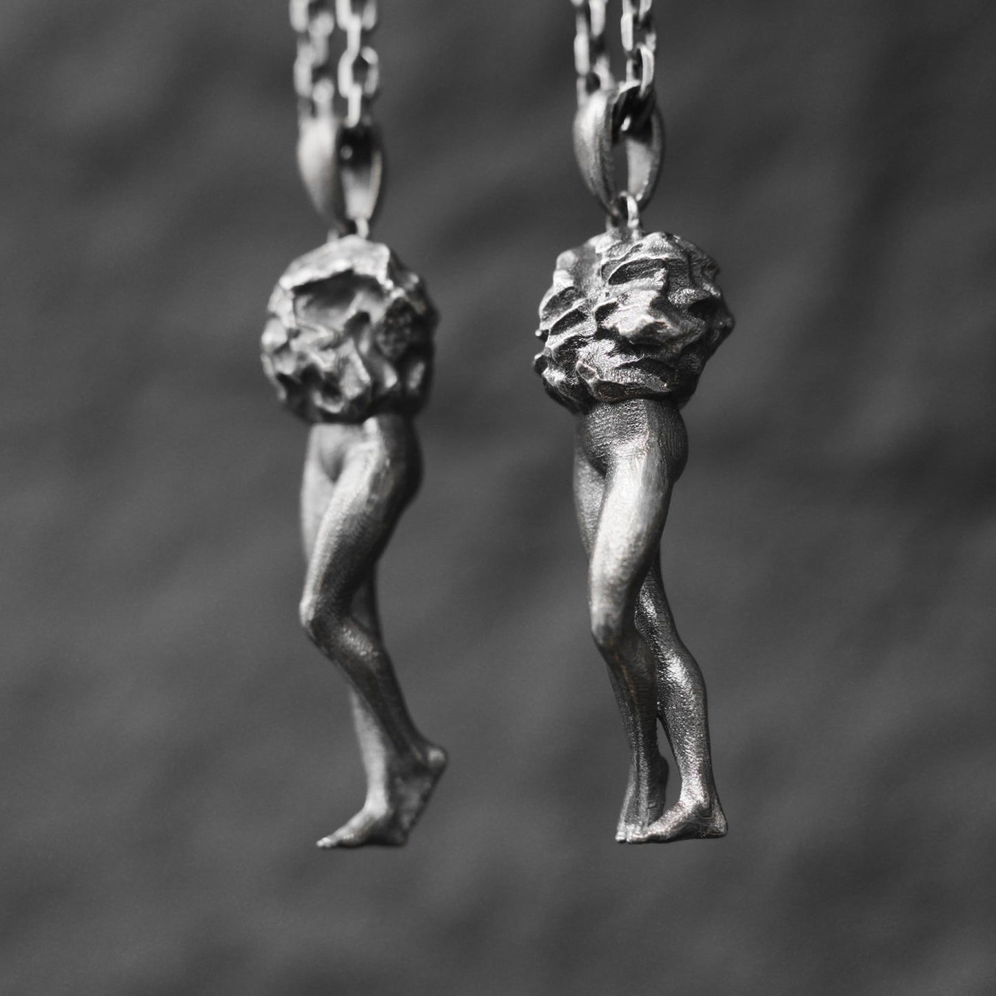 925 Sterling Silver Feminine Form Pendant | Handcrafted Stone Texture Totem Necklace | Symbol of Awakening & Transformation