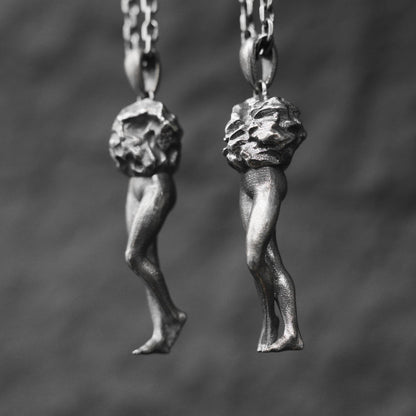 925 Sterling Silver Feminine Form Pendant | Handcrafted Stone Texture Totem Necklace | Symbol of Awakening & Transformation