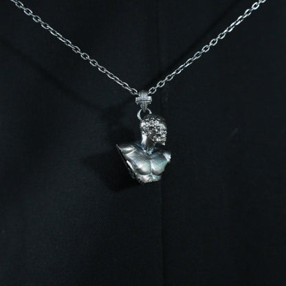 Heroic Courage Pendant, Silver Necklace, Handcrafted Mythological Design, Strength & Resilience Symbol