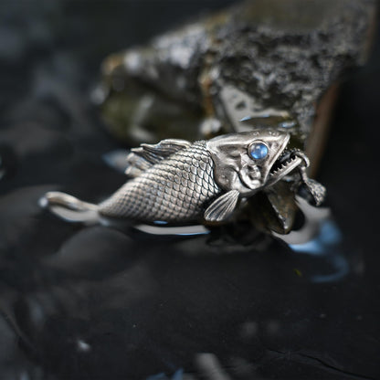 Mystical Fish Pendant with Amethyst & Labradorite – Artistic Talisman Jewelry, Handmade Fantasy Necklace Gift