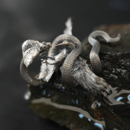 Serpent Griffin Pendant in 925 Sterling Silver | Handcrafted Mythic Beast Totem Necklace for Power & Protection | Gothic Fantasy Amulet Jewelry