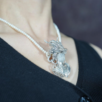Eastern Dragon God Pendant | Handmade 925 Silver Fantasy Jewelry | Mythical Protector Amulet | Cultural Gift for Collectors & Enthusiasts