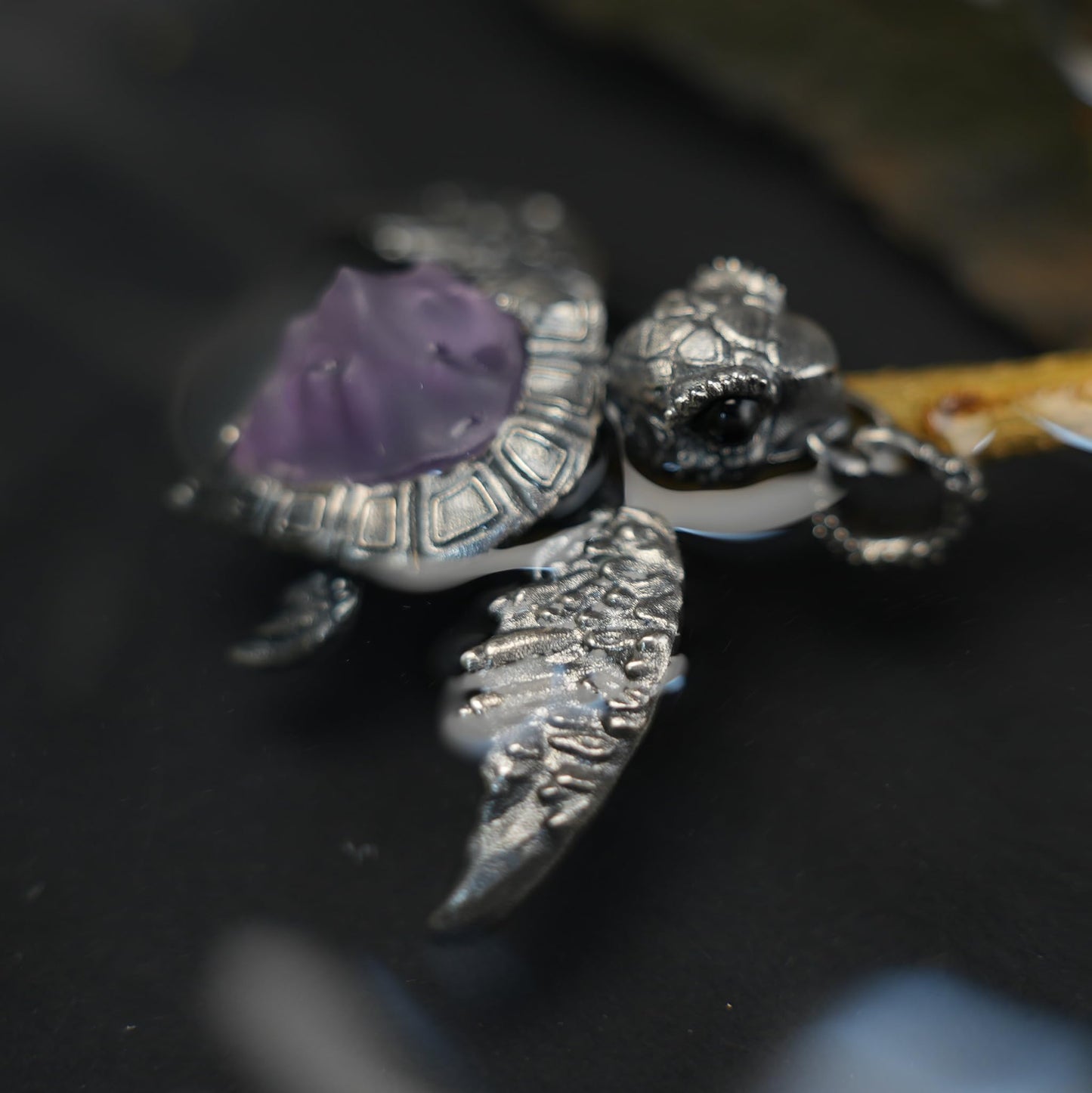 Sea Turtle Pendant | Handmade Ocean Spirit Necklace with Amethyst & Agate | Symbol of Protection, Wisdom & Calm | Gift for Divers & Ocean Lovers