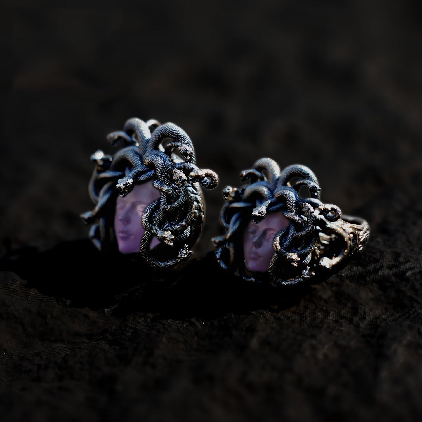 Medusa Amethyst Jewelry Set | 925 Sterling Silver Pendant, Ring & Bracelet | Gothic Mythology-Inspired Handmade Statement Jewelry Gift