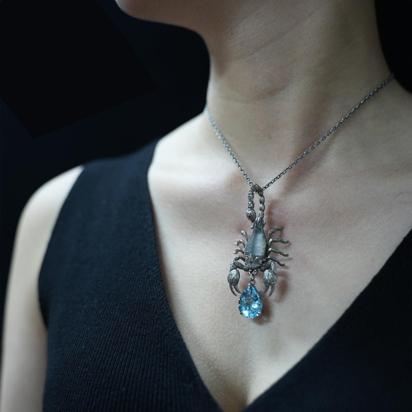 Stellar Scorpion Pendant | 925 Sterling Silver Blue Topaz Necklace | Handmade Zodiac Jewelry | Spiritual Talisman of Strength & Transformation