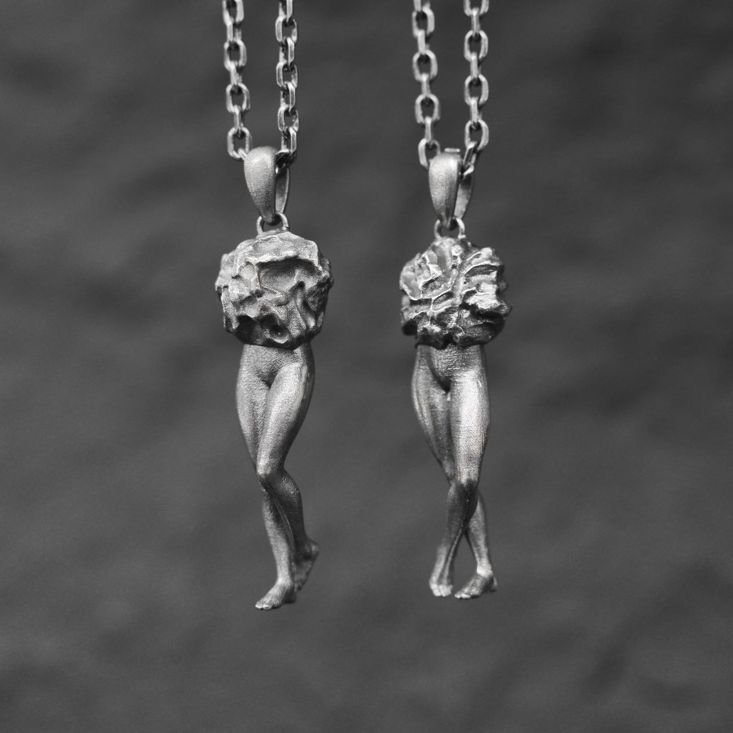 925 Sterling Silver Feminine Form Pendant | Handcrafted Stone Texture Totem Necklace | Symbol of Awakening & Transformation