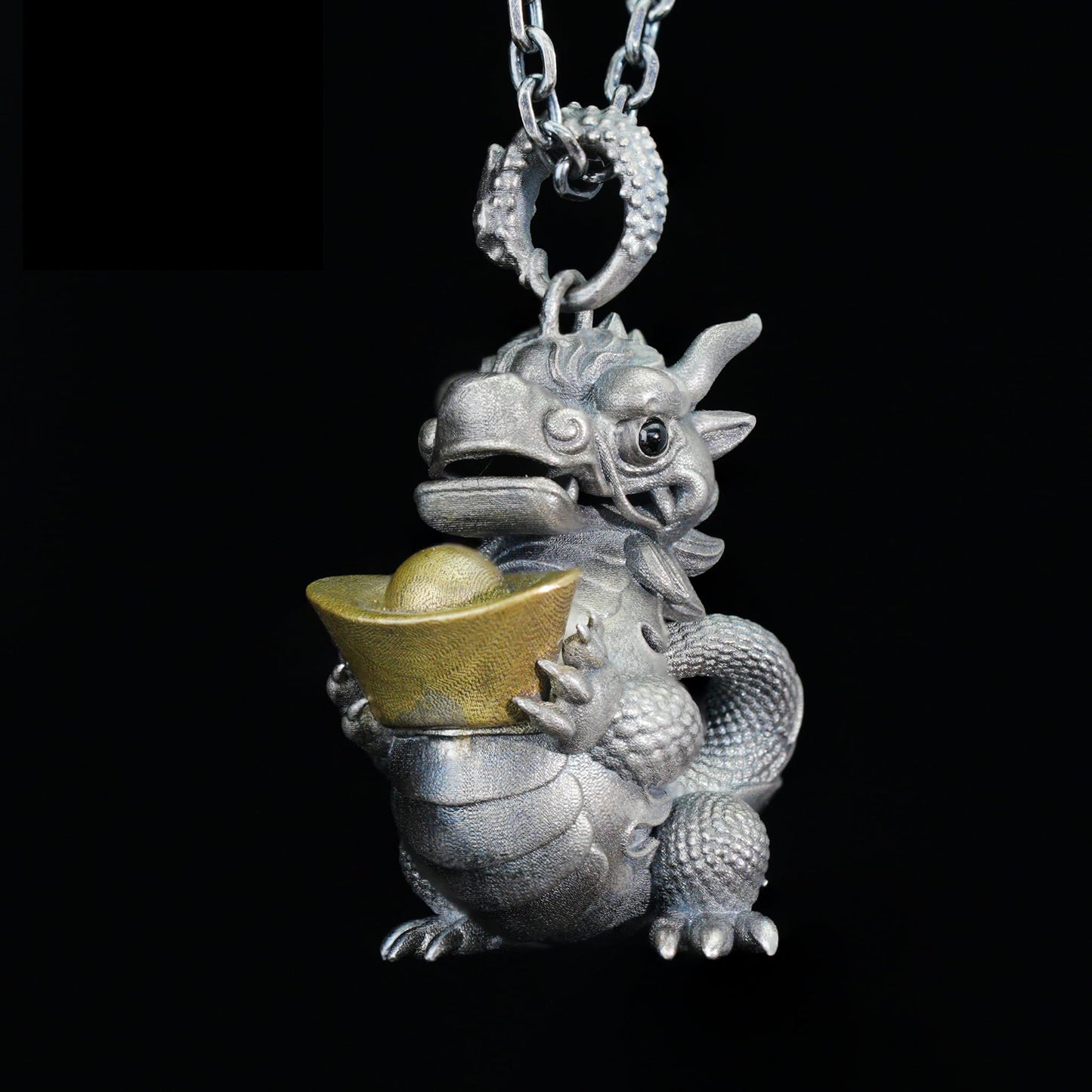 Lucky Dragon Pendant in 925 Silver & Brass | Handcrafted Feng Shui Amulet for Wealth, Protection & Good Fortune | Oriental Charm Jewelry