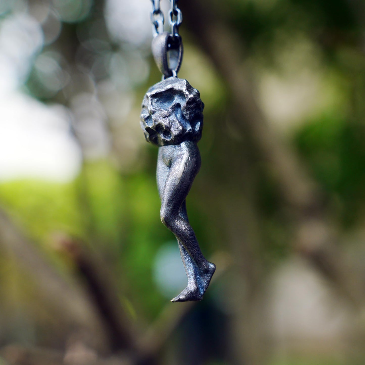 925 Sterling Silver Feminine Form Pendant | Handcrafted Stone Texture Totem Necklace | Symbol of Awakening & Transformation